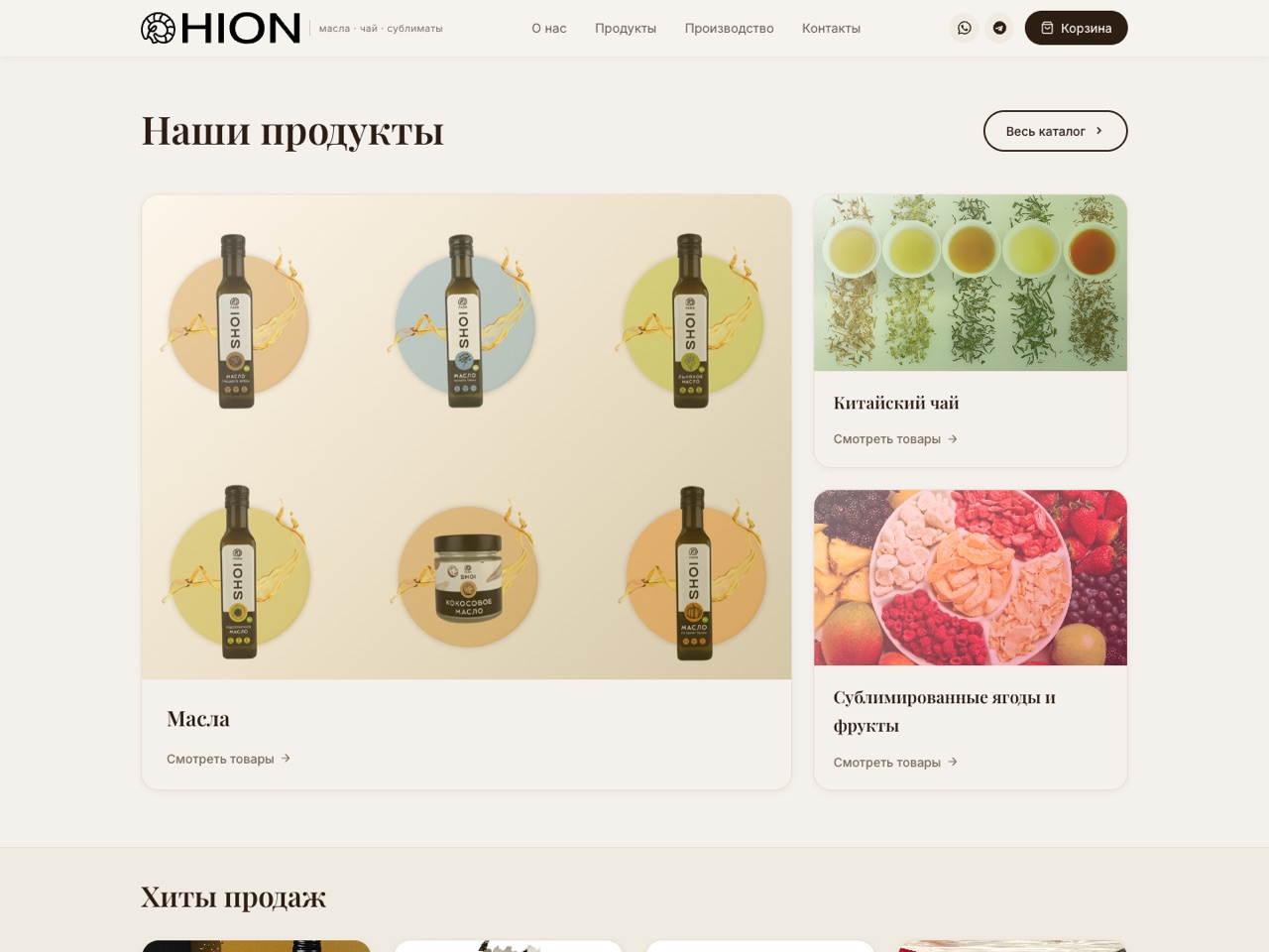 Скриншот сайта HION